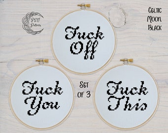 Modern Swear Word Cross Stitch Pattern, Set of 3 (PDF)