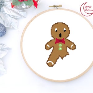 Gingerbread Man Cross Stitch Pattern, Christmas, PDF, Cross Stitch, Pattern, Winter, Minimalist, Bite, Gingerbread Man, Just a Nibble