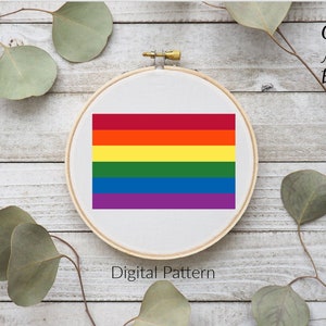 Pride Flag Cross Stitch Pattern, Digital Item, Modern Cross Stitch Pattern, Rainbow, Pride, Cross Stitch Pattern, Pride Flag, LGBT