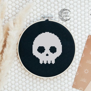 Skull Cross Stitch Pattern, Halloween, Little, Skull, Digital Item, Cross Stitch, Pattern, Halloween, Ghost, Samhain, Tiny Skull, Minimalist