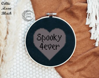 Spooky 4everCross Stitch Pattern, Halloween, Spooky, 4ever, Cross Stitch, Pattern, Halloween, Samhain, Goth, Decor, Heart (PDF Pattern)