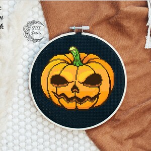 Pumpkin Cross Stitch Pattern, Halloween Cross Stitch Pattern, Jack O Lantern Cross Stitch Pattern, Digital Item, Cross Stitch, Pattern