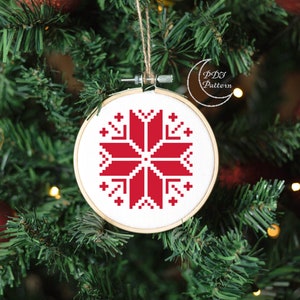 Snowflake Cross Stitch Pattern, Christmas, PDF, Cross Stitch, Pattern, Snowflake, Snow, Flake, Winter, Minimalist, Knit, Look, Intarsia