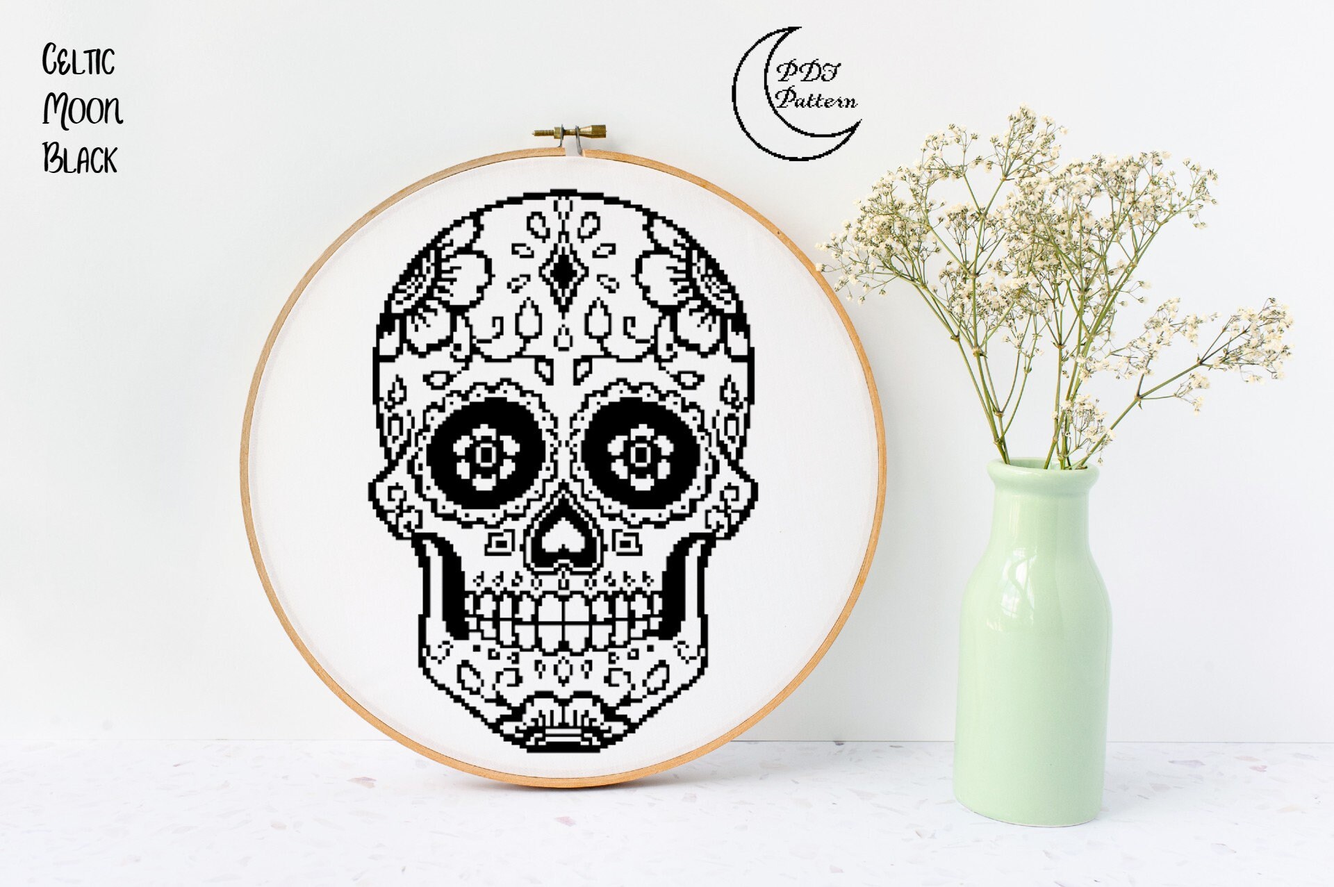 Sugar Skull Cross Stitch Pattern, Halloween Decor (PDF Pattern) - Etsy
