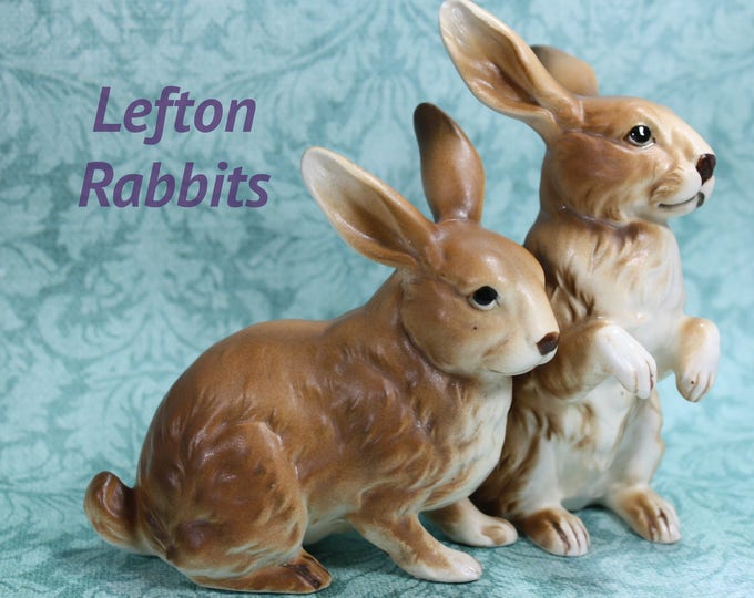 A Pair of Vintage Lefton Brown Rabbits/ Great Condition Etsy