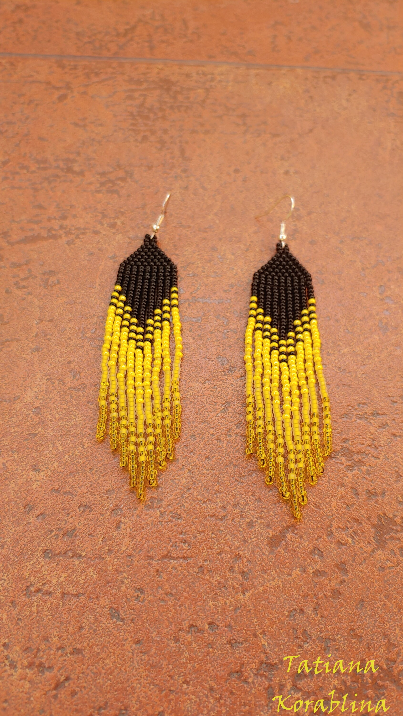 Beaded earrings Long earrings Native earrings Seed bead Etsy