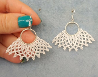 Ginsburg RBG earrings beaded classic seedbead earrings Ruth Bader Ginsburg earrings white RBG Dissent earrings necklace earrings mini collar