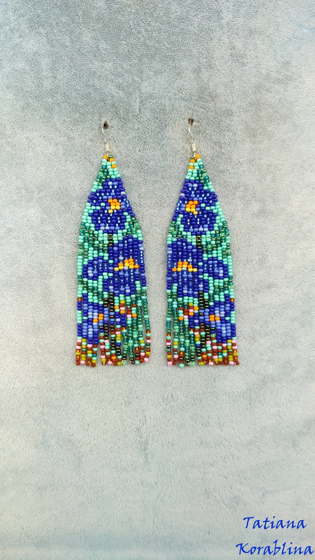 Unique Beaded Earrings Seed Bead Earrings Chandelier Fringe Etsy