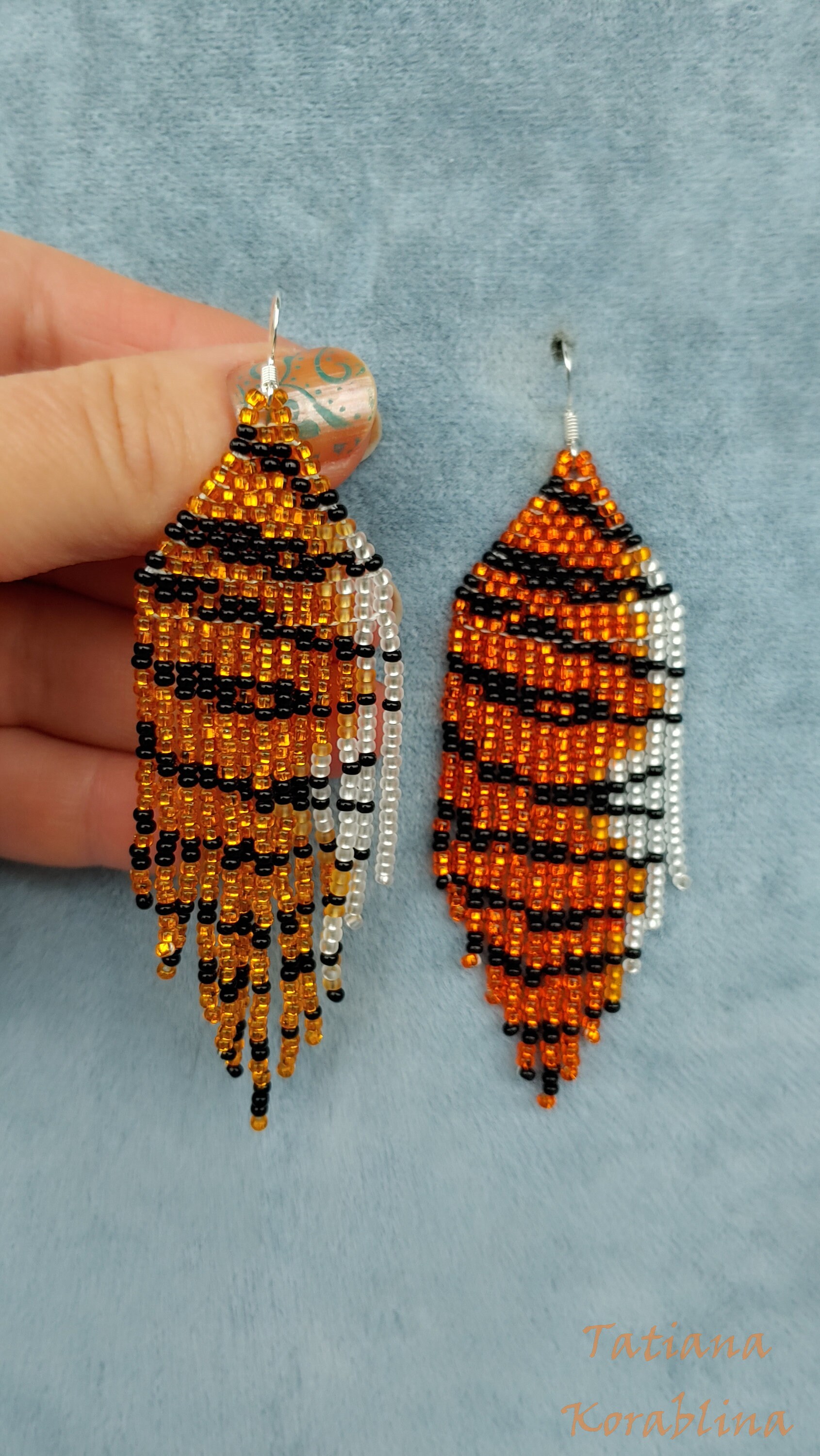 Author s Beaded Earrings Long Evening Seed Bead Earring Chandelier
