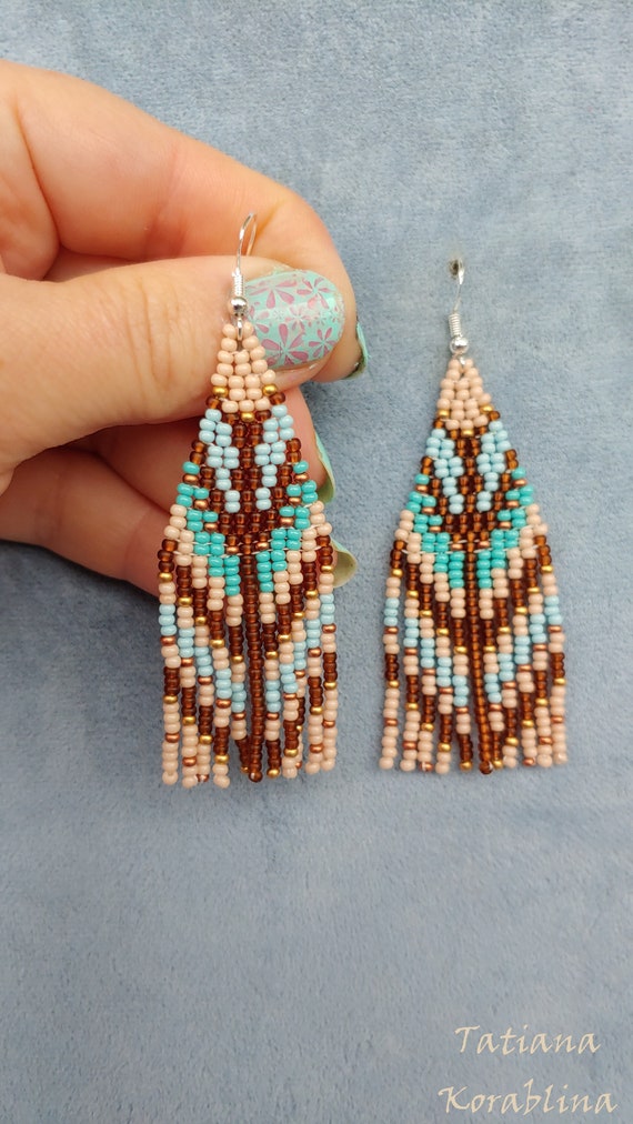 Author s Beaded Earrings Western Native American Design Earrings