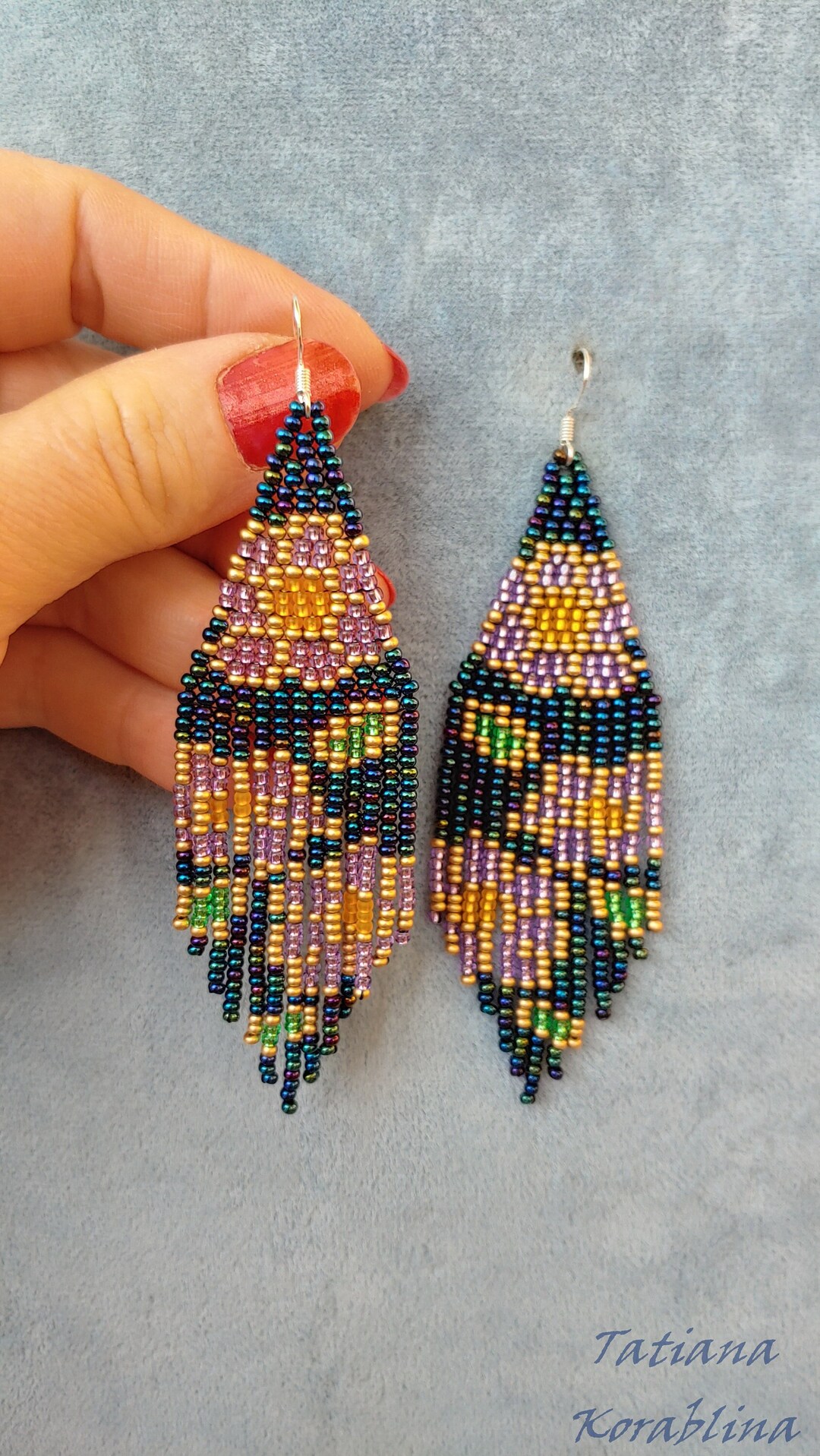 Beaded Earrings Long Native Seed Bead Chandelier Earring Boho Earrings ...