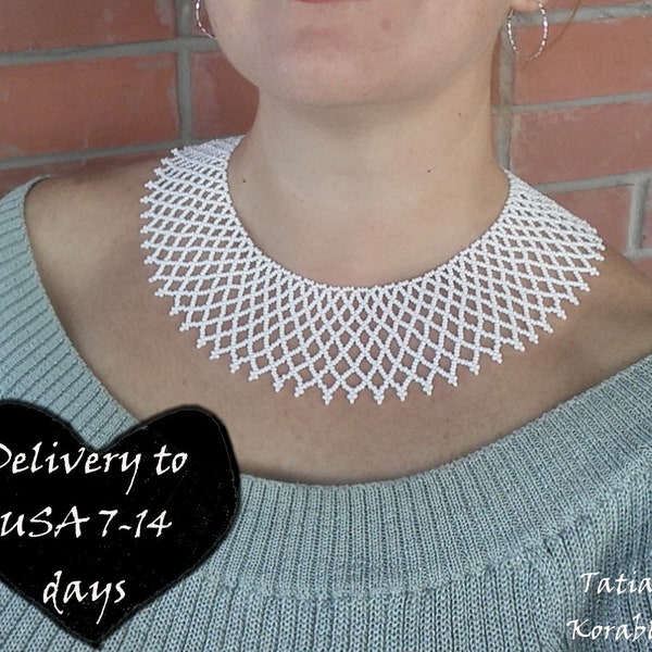 Ginsburg collar RBG necklace beaded classic seedbead necklace Ruth Bader Ginsburg lace victorian necklace white choker RBG Dissent collar