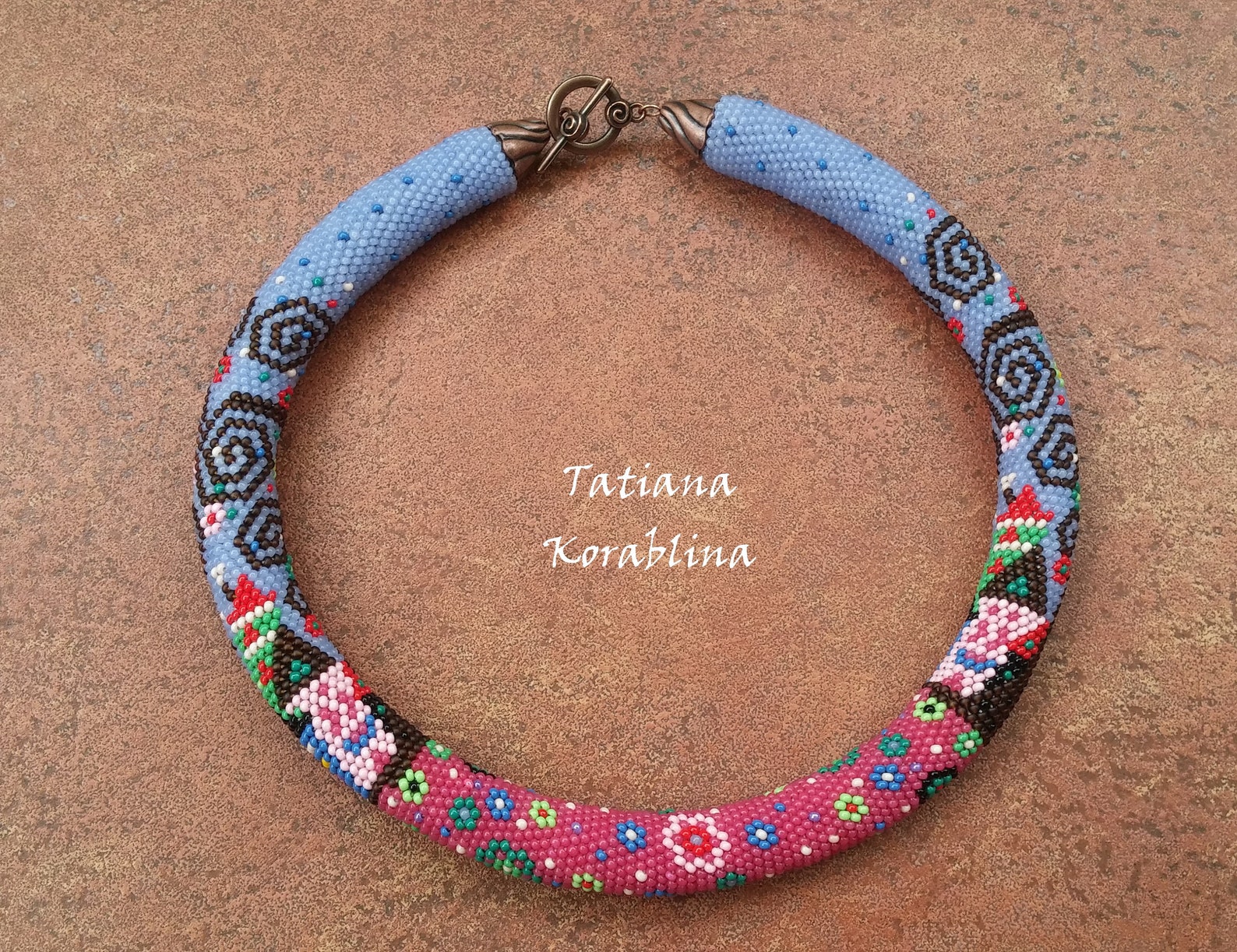 Ukrainian Traditional Flower bead necklace Seed bead necklace Etsy