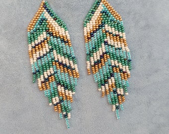 Orecchini pendenti lunghi con perline colorate, stile Boho, nativi