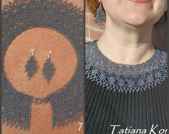 Ginsburg kołnierz RBG naszyjnik Zestaw kołnierzyków kolczyki naszyjnik szary kołnierz koralikowa biżuteria prezent urodzinowy boho butik Vintage Naszyjnik Elegancki