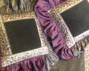 Decorative pillows and tablecloths, velvet, taffeta, organza trimmings