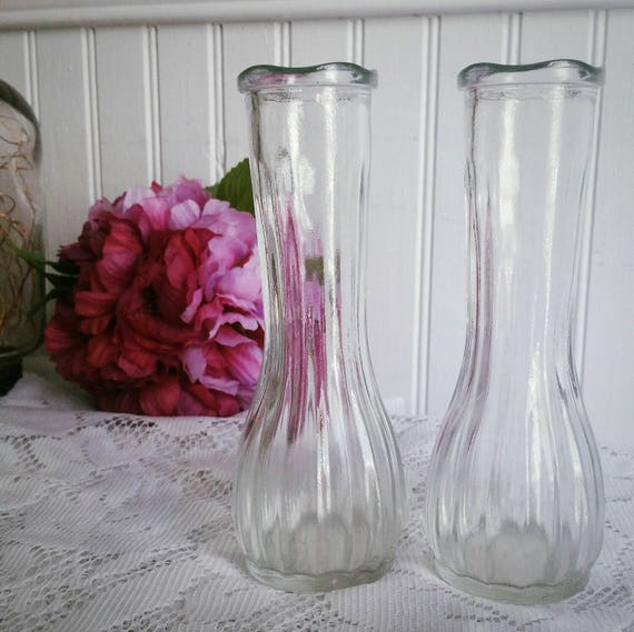 Vintage 1970s Hoosier Cfg Cl6 Clear 6 Inch Flower Vases Set Etsy