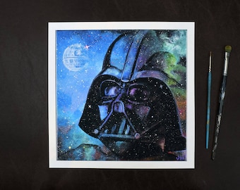 Gwiezdne Wojny Darth Vader Giclee Art Print Głębokie Myśli Głęboko w Kosmosie || Gwiazda Śmierci, Ciemna Strona, Kosmos, Galaktyka, Gwiazdy
