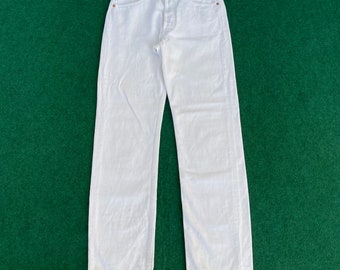Vintage Levis 501 Distressed Ripped Sz 28 White Grunge Jeans