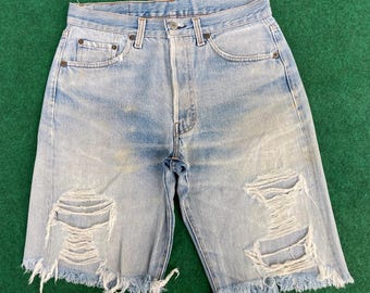 Vtg Levis 501 Short Sz 29 Jorts Distressed Ripped Stains Jeans