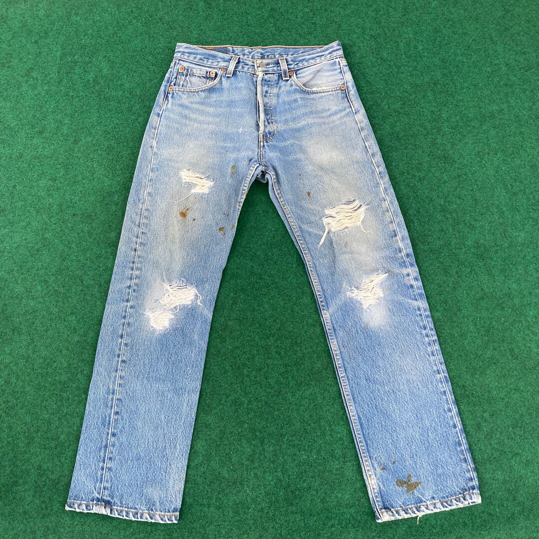 パンツ LEVIS 501xx vintage clothing 36 be Vintage Levis 501xx Distressed Ripped 28 Light Wash 90s Punk