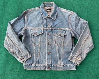 Vintage Wrangler Denim Button Fly Blue Denim Streetwear Giacca