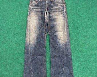 Jean vintage Edwin EFunction en denim délavé, coupe baggy, fermeture éclair, taille 33