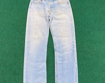Size 31x30 Vtg Levis 501 Distressed Ripped Light Blue Dirty Jeans
