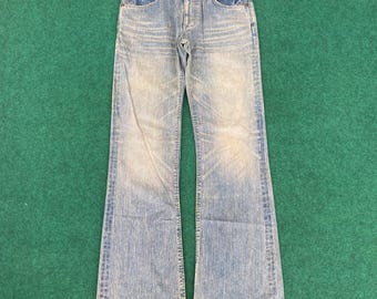 Vintage Wrangler Blå Denim Flare 90-tals Bootcut Jeans Storlek 33