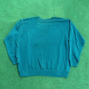 Vintage Plain Green Pullover Crewneck Jumper 90s Sweatshirt
