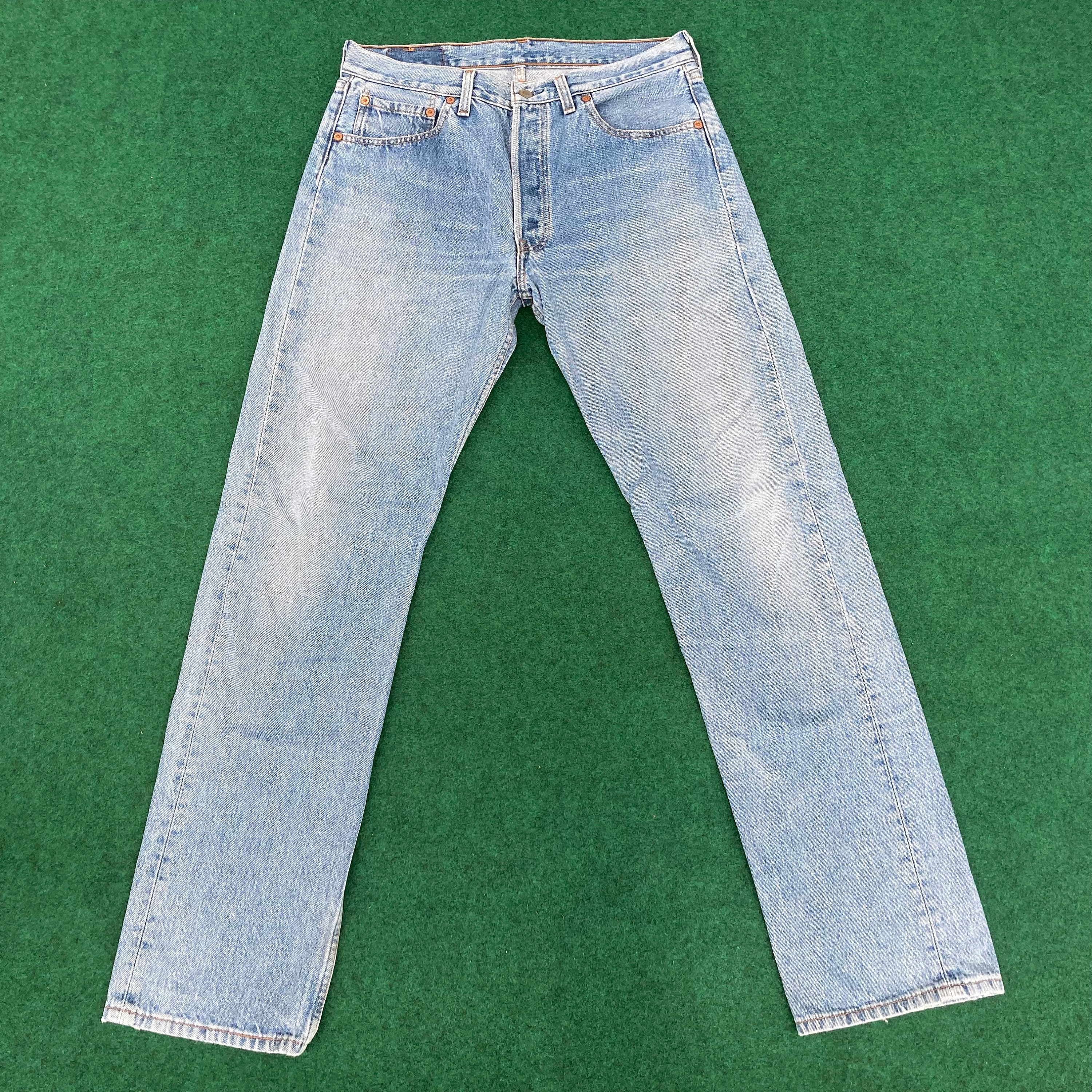 Vintage Levis 501 Distressed Ripped 32 Light Wash Grunge Style