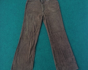 Vintage 70s Levis Dark Green Corduroy Pants Talon 42 Zipper
