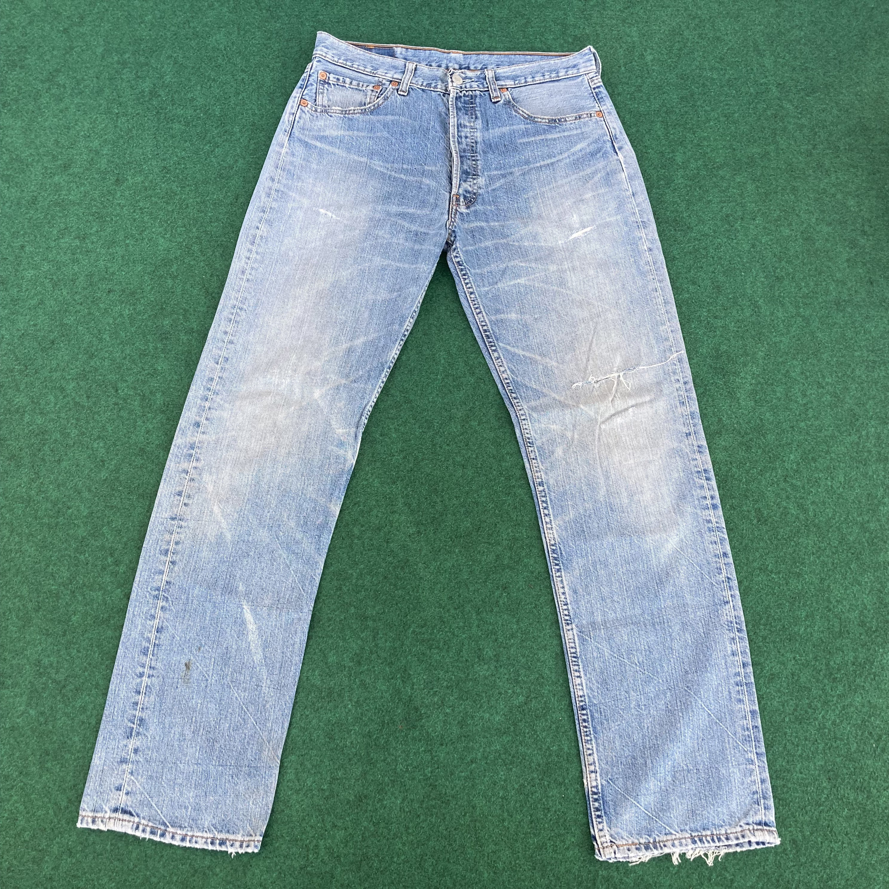 Vintage Levis 501 Distressed Ripped Jeans Sz 32 Punk Grunge Style