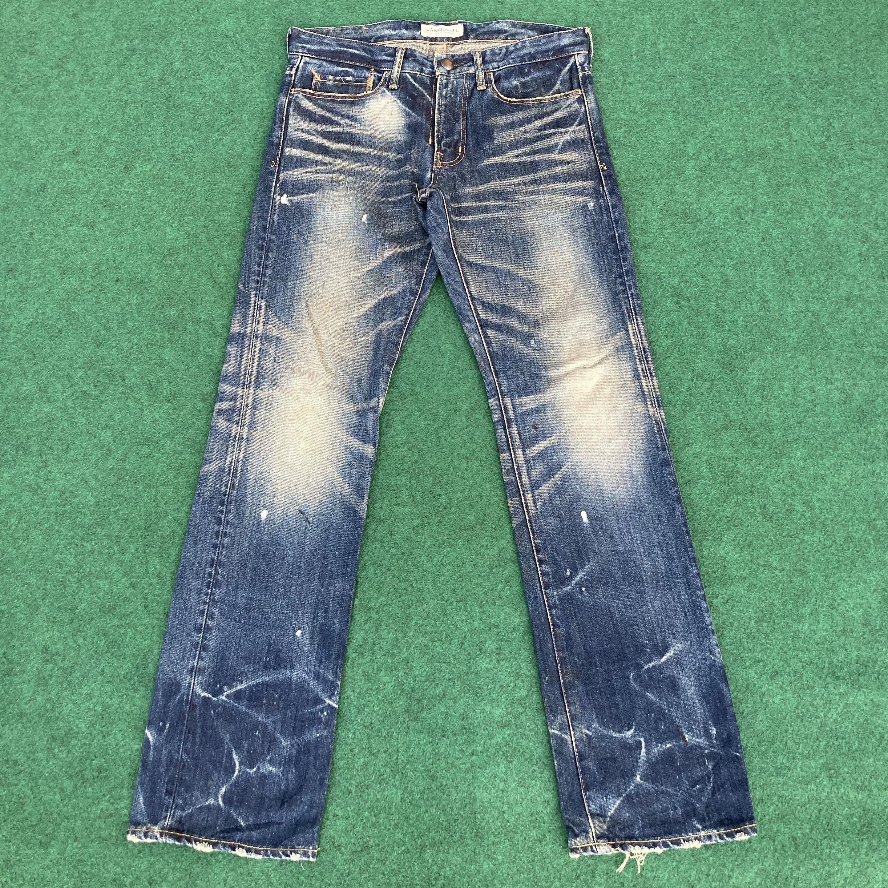 VANQUISH JAPAN Denim Paint Faded Made in Japan Honeycomb VANQUISH JAPAN Denim Paint Faded Made in Japan Honeycomb