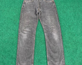 Talla 30x30.5 Jeans Levi's 501 negros desgastados y rotos, talla 30, mezclilla punk grunge