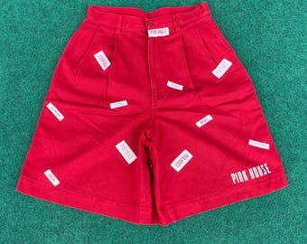 Pantalones cortos rojos vintage de Pink House para mujer, talla 26.