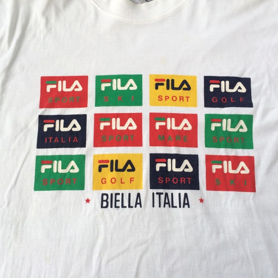 Red and green fila shirt sales