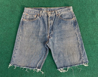 Vintage Levis 501 Short Sz 33 Jorts Distressed Ripped Grunge Jeans