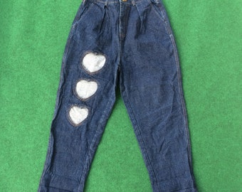Vintage Jeans Love Girl Women Blue Classic Jeans 90s Hip Hop Style Streetwear Rare