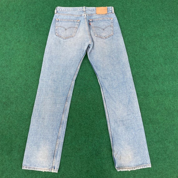 Vintage Levis 501 Distressed Ripped 32 Light Wash Grunge Style