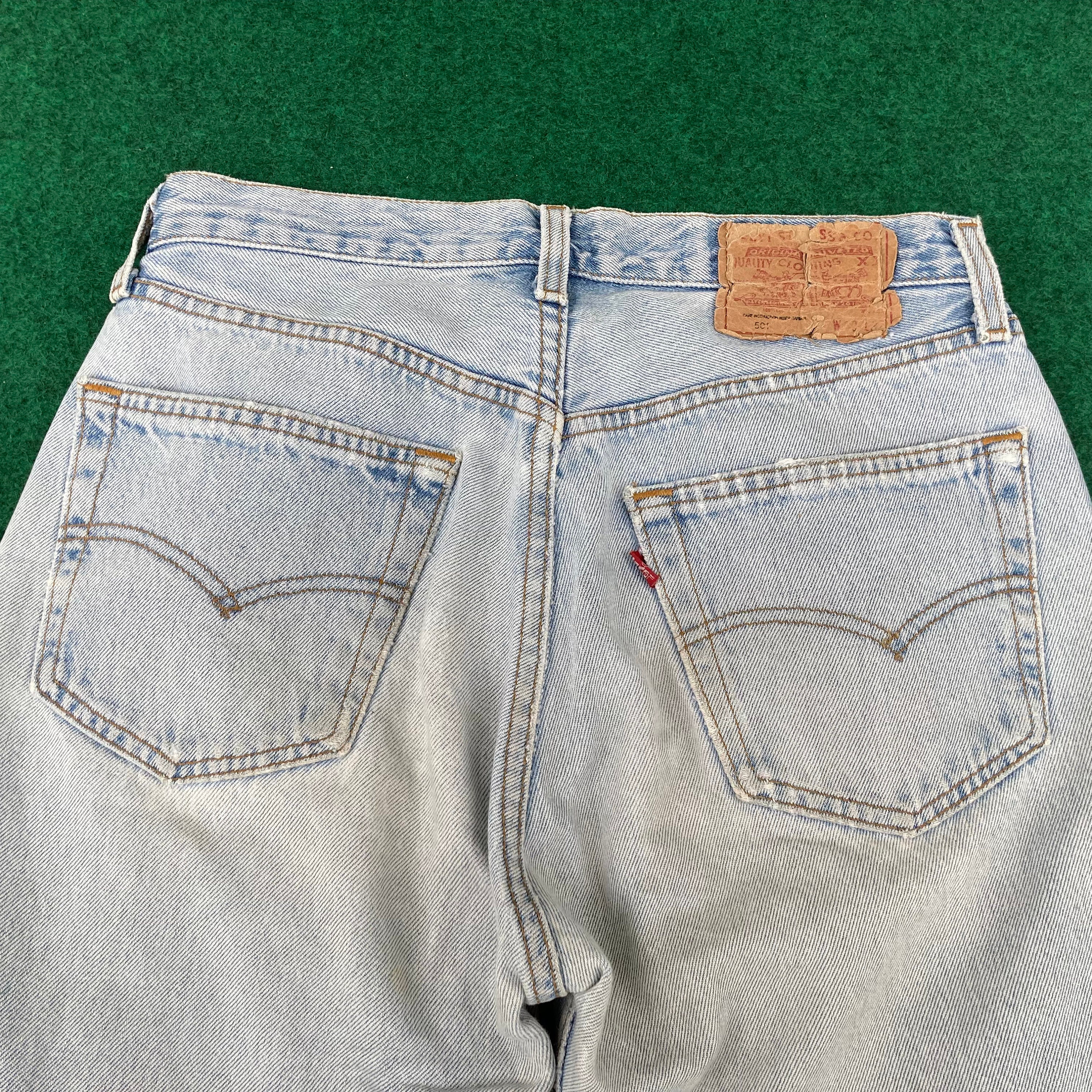 Vintage Levis 501 Distressed Ripped 29 Light Wash Punk Grunge 90s