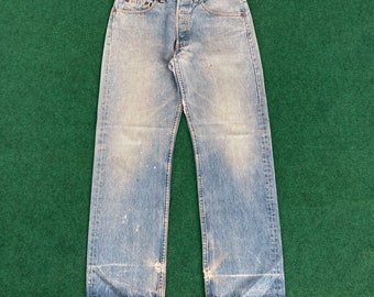 Vintage Levis 501 Ripped Sz 30 Flecken verblasste Punk Grunge Jeans