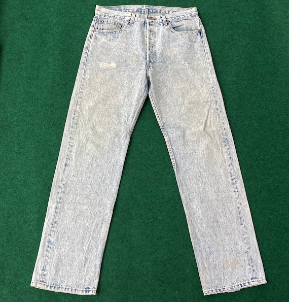 Vintage Levis 501 Acid Wash Denim Button Pant Denim 80s Punk Style