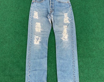 Maat 30 x 30,5 vintage Levis 501 Distressed Destroy 30 gescheurde damesjeans