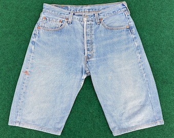 Pantalones cortos vaqueros Levi's 501 vintage, desgastados, rotos, estilo punk grunge, talla 29.