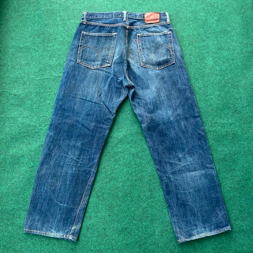 Vintage Japan Jeans Redline Selvedge Denim Button Fly Blue Denim Jeans