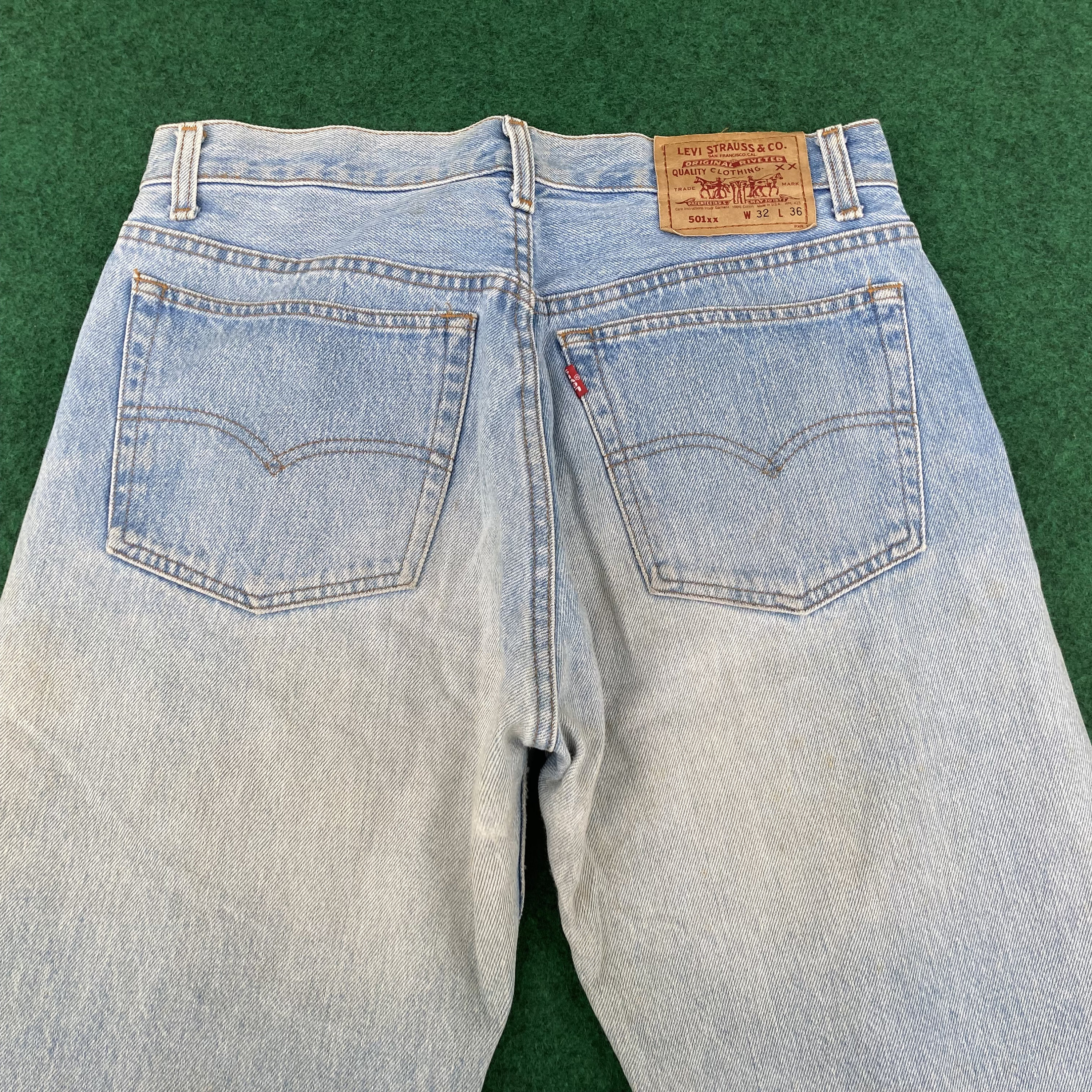 Vintage Levis 501xx Distressed Ripped 30 Light Wash 90s Punk