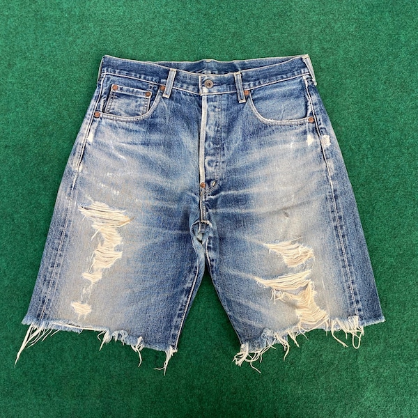 Vintage Levis 702 Big E Short Pants Sz 31 Redline Selvedge Jorts Jeans