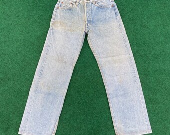 Vintage Levis 501xx Distressed Ripped 28 Light Wash Grunge Style Jeans