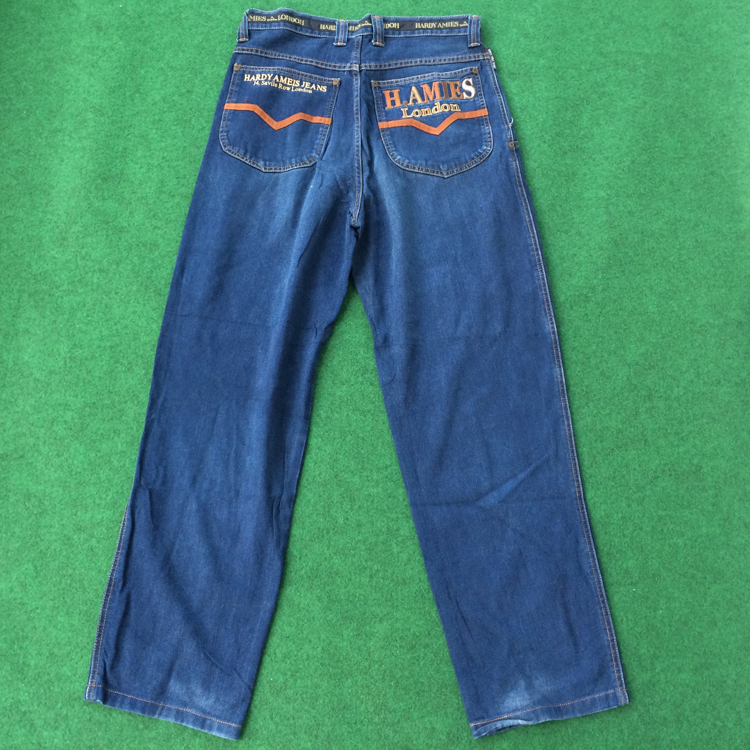 Vintage Hardy Amies Pant Jeans Designer Big Logo Hip Hop 90s 